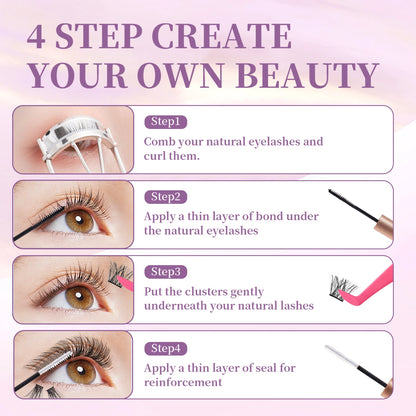 280pcs DIY Lash Extension Kit Individual Lashes Cluster 30D40D MIX with Lash Bond and Seal and Remover Lash Applicator