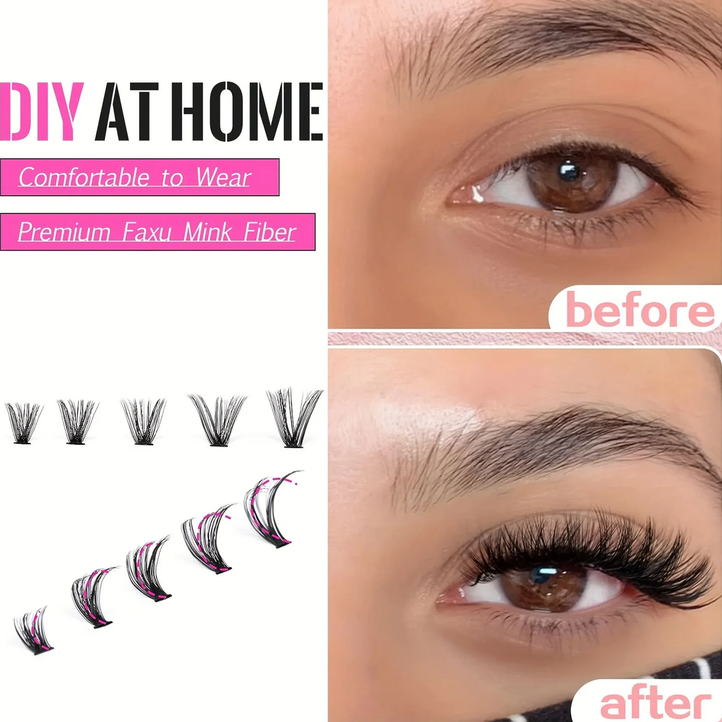 MJ Individual Lashes C Type Curl 8-16mm 200pcs Cluster Lashes Natural Look