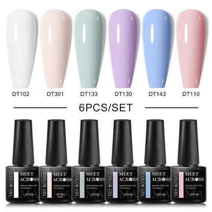 MEET ACROSS 6Pcs Gel Nail Polish Set