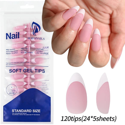 120Pcs Colourful French Tip Square Press on Nails