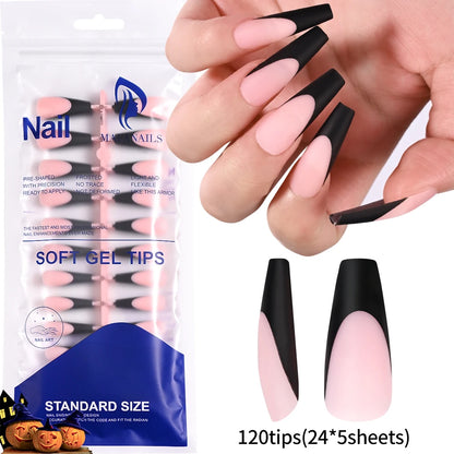 120Pcs Colourful French Tip Square Press on Nails