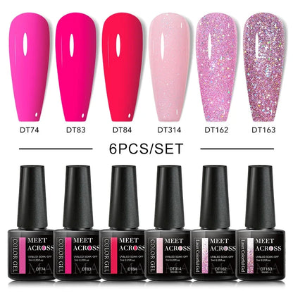 MEET ACROSS 6Pcs Gel Nail Polish Set
