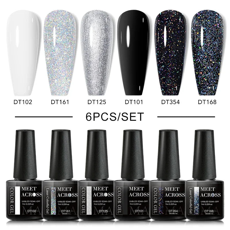 MEET ACROSS 6Pcs Gel Nail Polish Set