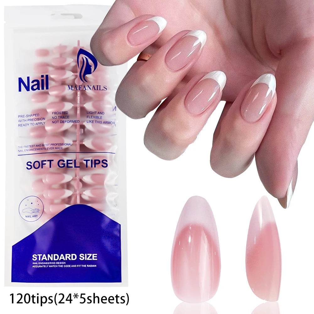 120Pcs Colourful French Tip Square Press on Nails