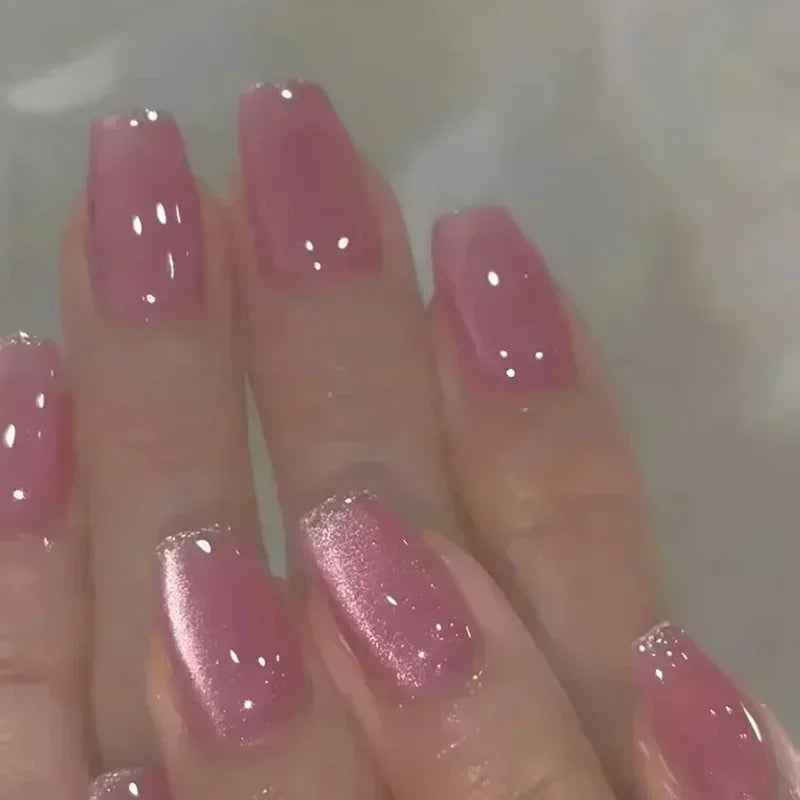 24Pcs Medium Short Square Press on Nails