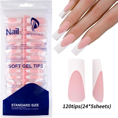 120Pcs Colourful French Tip Square Press on Nails