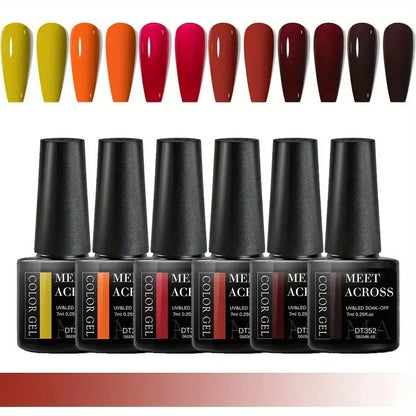 MEET ACROSS 6Pcs Gel Nail Polish Set
