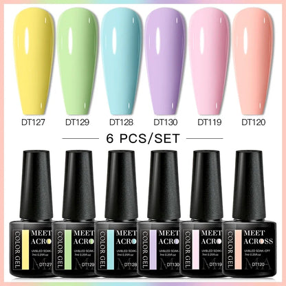 MEET ACROSS 6Pcs Gel Nail Polish Set