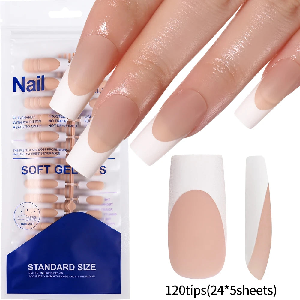 120Pcs Colourful French Tip Square Press on Nails
