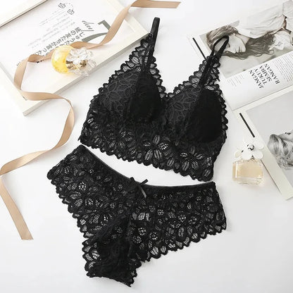 Floral Lace Padded bralette and Panty Set
