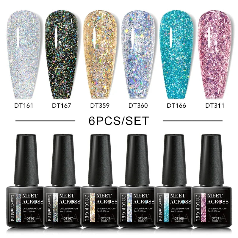MEET ACROSS 6Pcs Gel Nail Polish Set