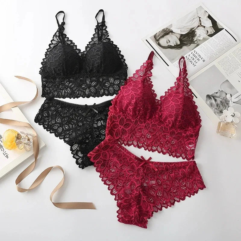 Floral Lace Padded bralette and Panty Set