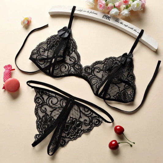 2 Piece Crotchless Lingerie Set