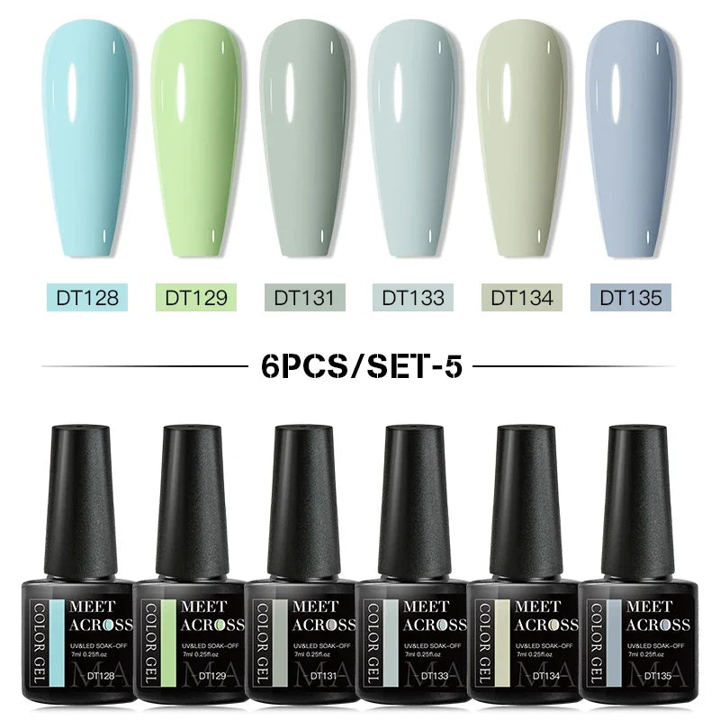 MEET ACROSS 6Pcs Gel Nail Polish Set
