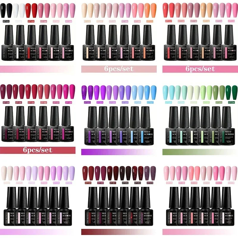 MEET ACROSS 6Pcs Gel Nail Polish Set