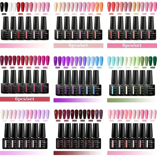 MEET ACROSS 6Pcs Gel Nail Polish Set