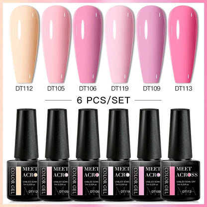 MEET ACROSS 6Pcs Gel Nail Polish Set