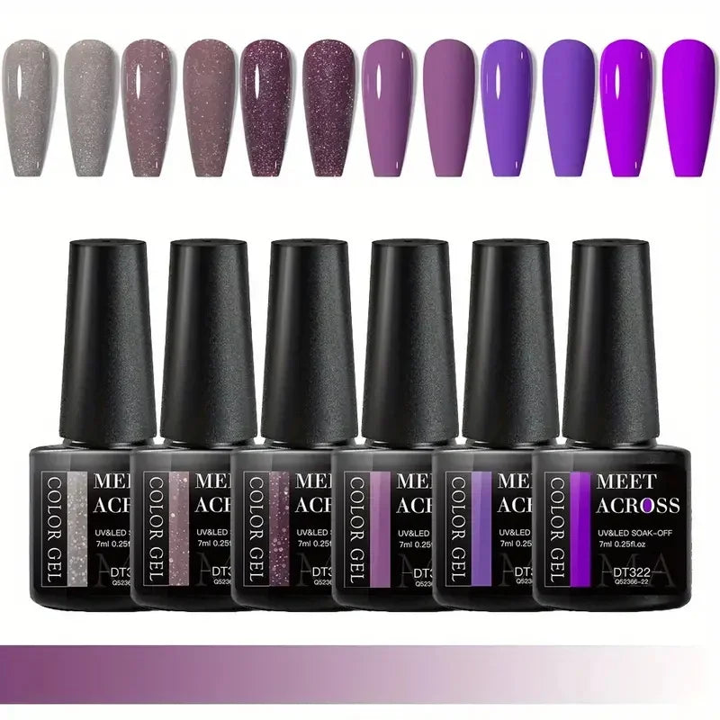 MEET ACROSS 6Pcs Gel Nail Polish Set