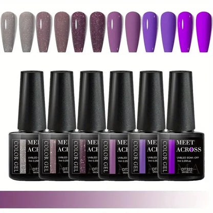 MEET ACROSS 6Pcs Gel Nail Polish Set