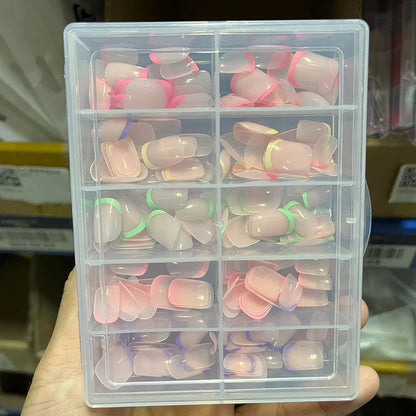 120Pcs Colourful French Tip Square Press on Nails
