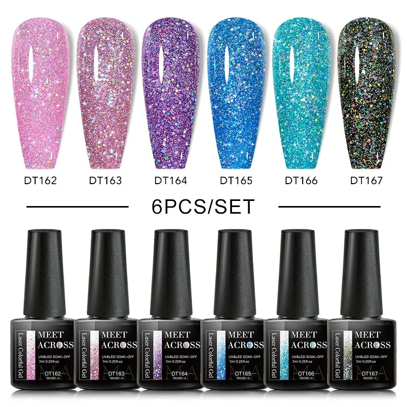 MEET ACROSS 6Pcs Gel Nail Polish Set