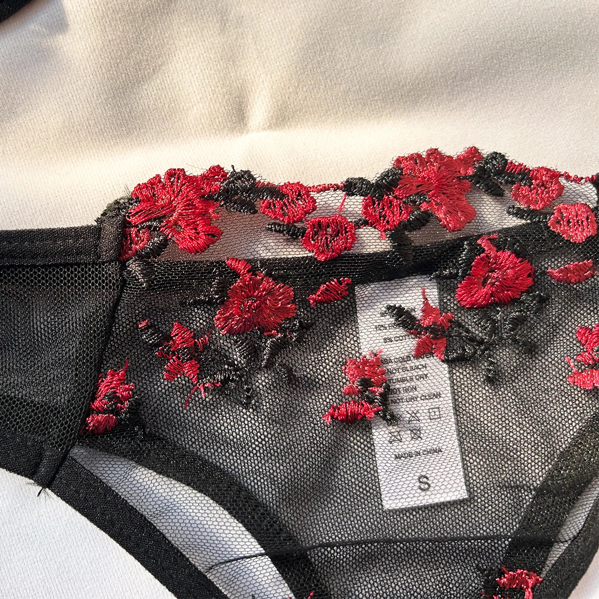Embroidered Bows Lingerie Set