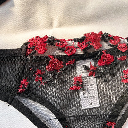 Embroidered Bows Lingerie Set