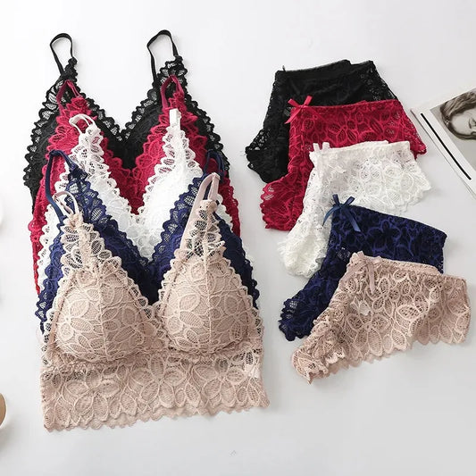Floral Lace Padded bralette and Panty Set