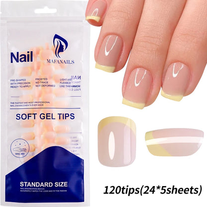 120Pcs Colourful French Tip Square Press on Nails