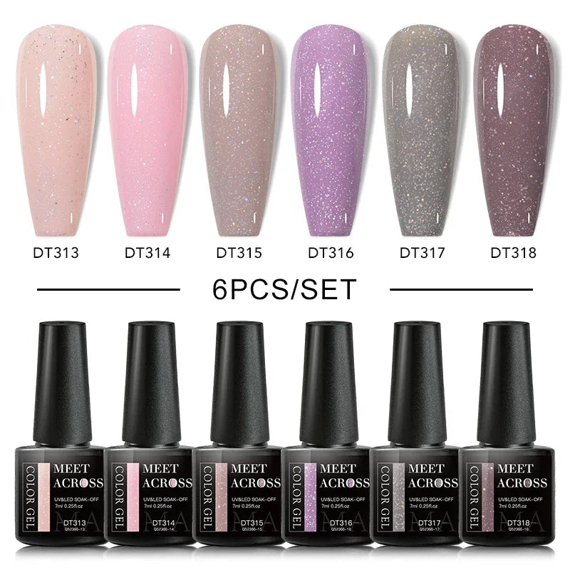 MEET ACROSS 6Pcs Gel Nail Polish Set