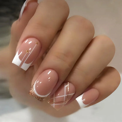 24Pcs Medium Short Square Press on Nails