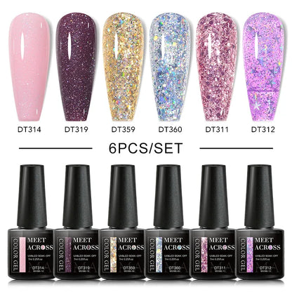 MEET ACROSS 6Pcs Gel Nail Polish Set