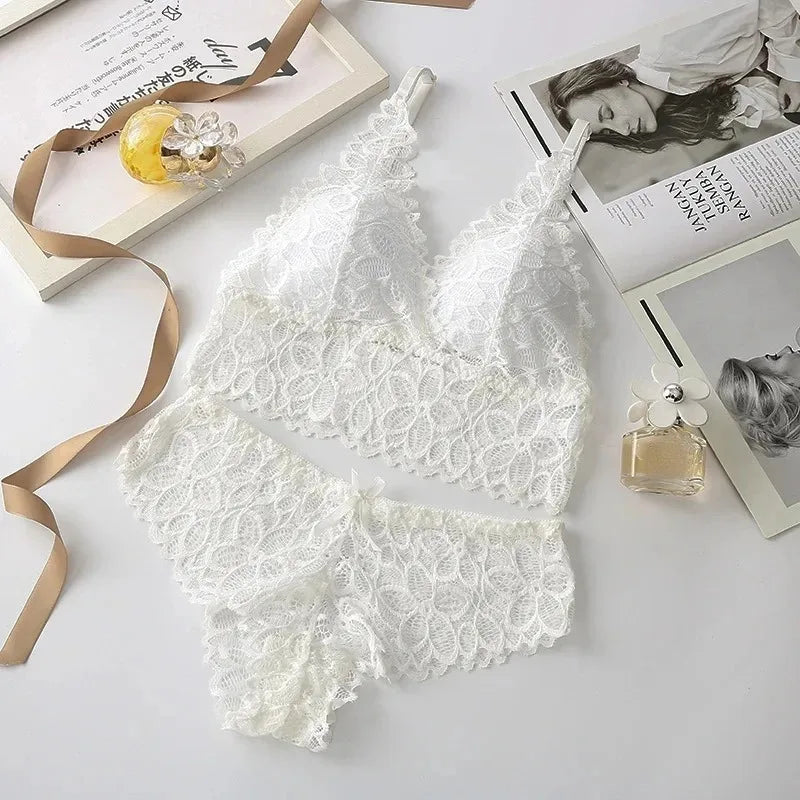 Floral Lace Padded bralette and Panty Set