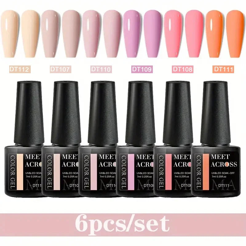 MEET ACROSS 6Pcs Gel Nail Polish Set
