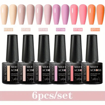 MEET ACROSS 6Pcs Gel Nail Polish Set