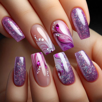 24Pcs Medium Short Square Press on Nails