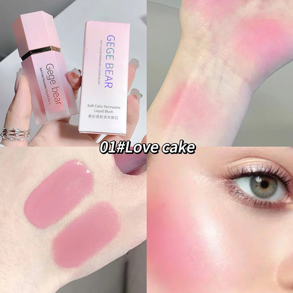 Gege Bear Liquid Blush Cream 6 Colours Smooth Velvet Matte Pink Blusher Natural Easy To Smudge