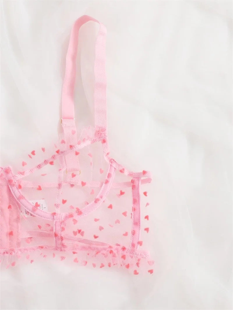 Lace Heart Themed Lingerie Set