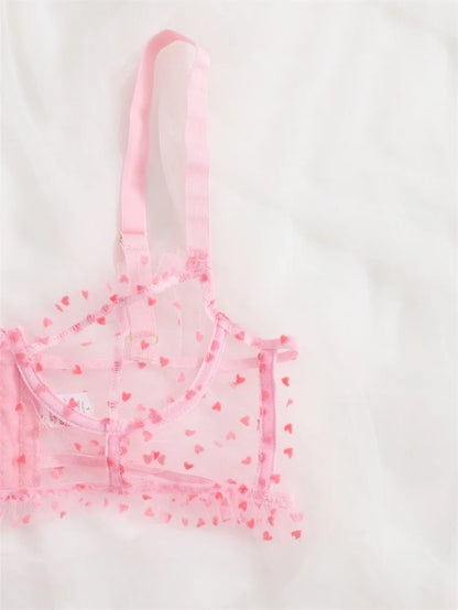 Lace Heart Themed Lingerie Set