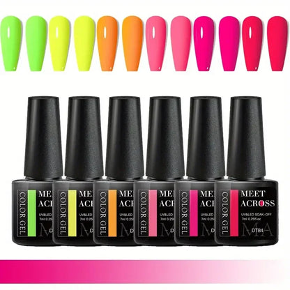 MEET ACROSS 6Pcs Gel Nail Polish Set