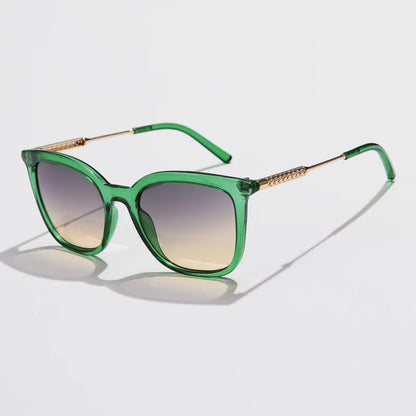 Classic Gold Accent Square Retro Sunglasses