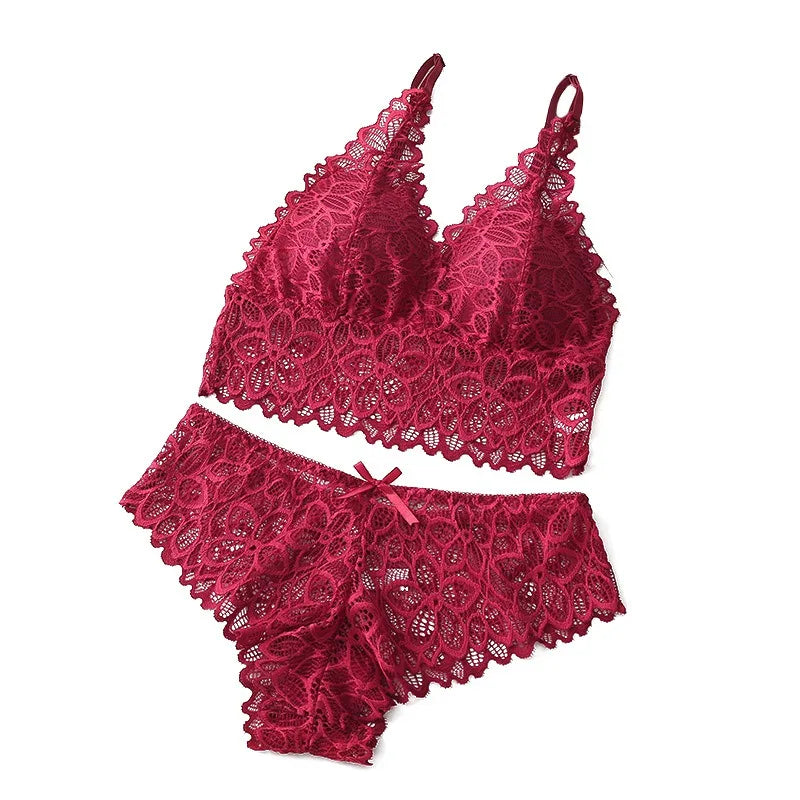 Floral Lace Padded bralette and Panty Set