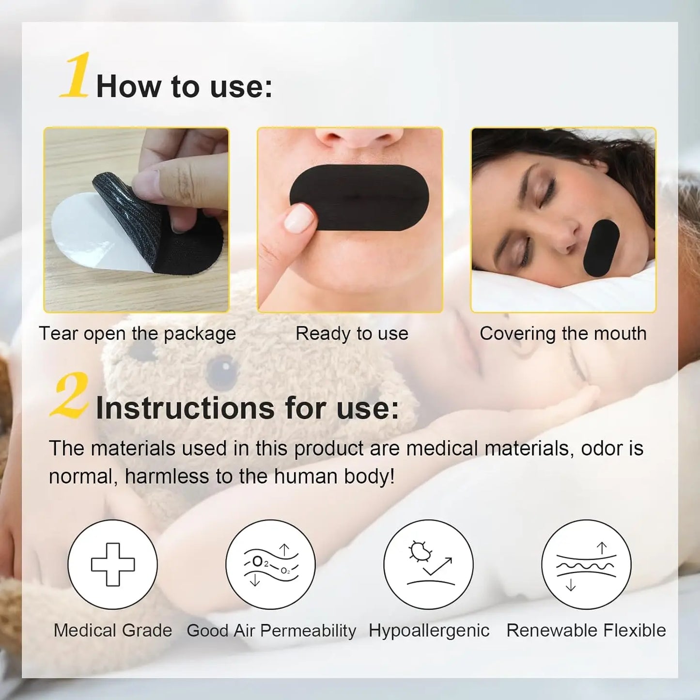 Premium Anti - snoring mouth tape 30 pieces