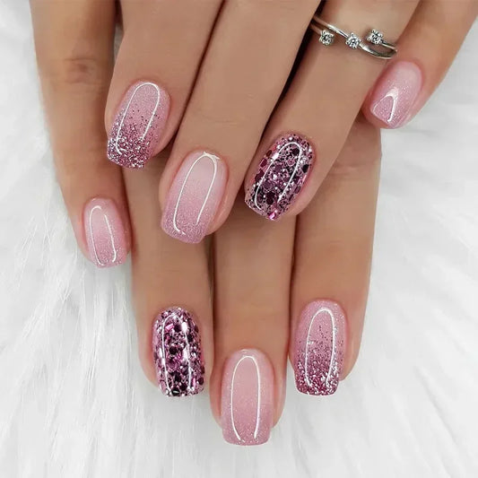 24Pcs Medium Short Square Press on Nails