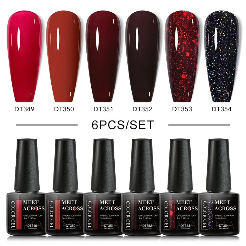 MEET ACROSS 6Pcs Gel Nail Polish Set