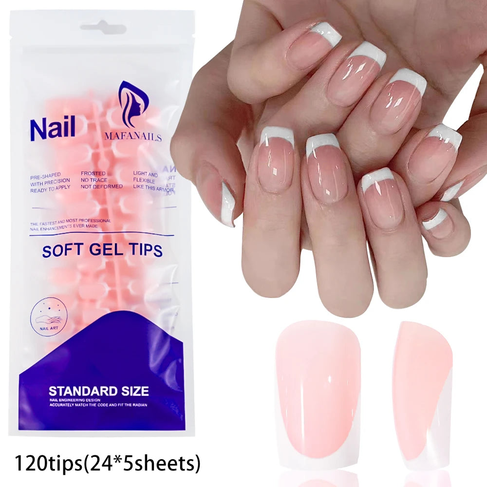120Pcs Colourful French Tip Square Press on Nails