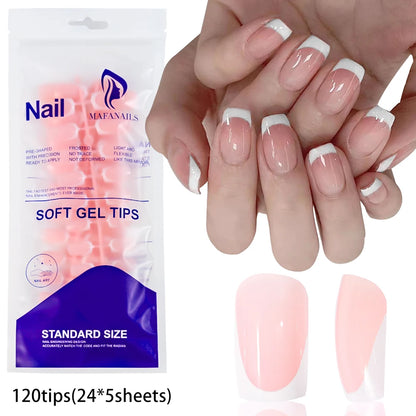 120Pcs Colourful French Tip Square Press on Nails