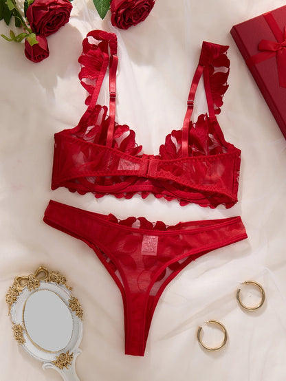 Floral Pattern 2 Piece Lingerie Set