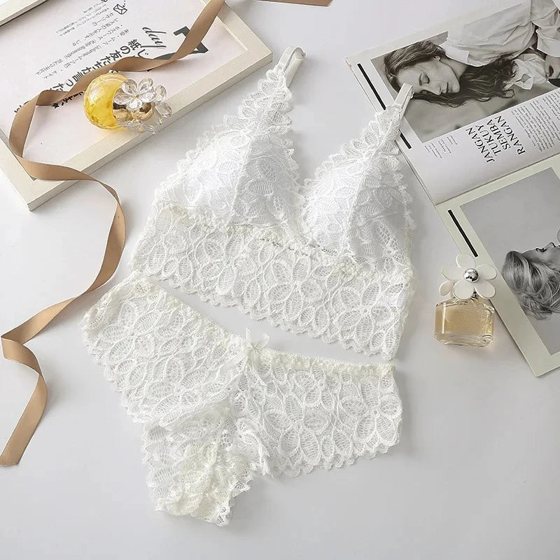 Floral Lace Padded bralette and Panty Set