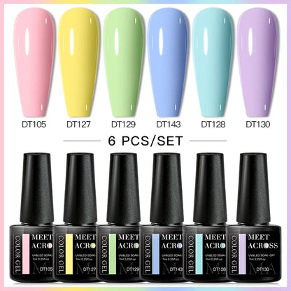 MEET ACROSS 6Pcs Gel Nail Polish Set